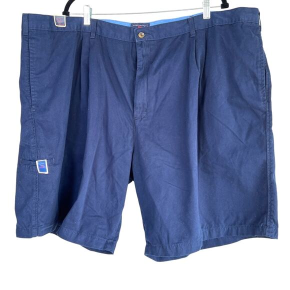 Saddlebred Mens 10" Pleated Chino Shorts Size 52 Harbor Navy Cell Pocket NWT - Picture 1 of 8